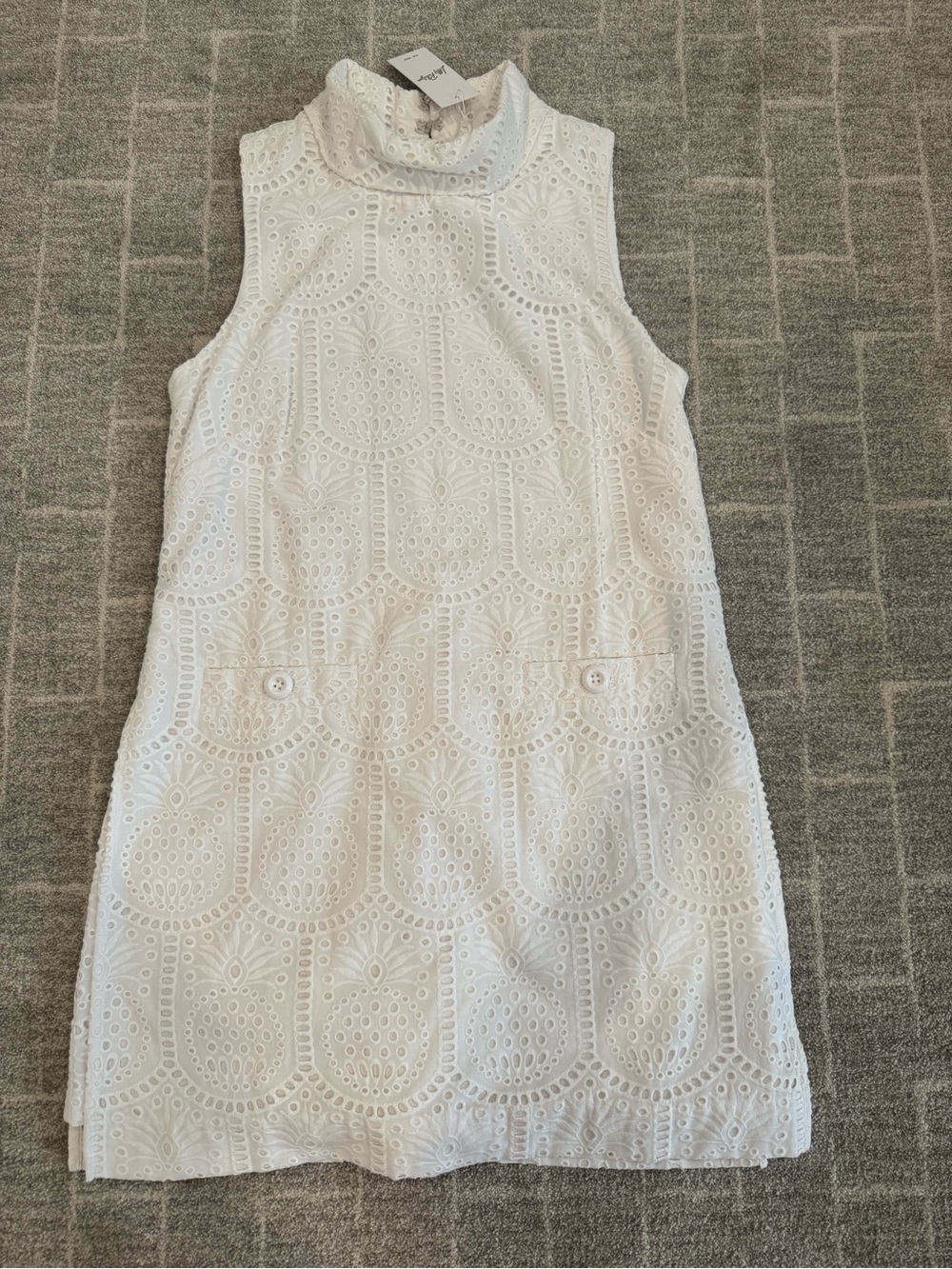 Lilly Pulitzer White Eyelet Sleeveless Turtleneck Dress